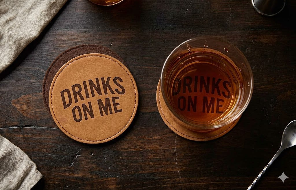 Custom Leatherette 4" Coaster set of 4