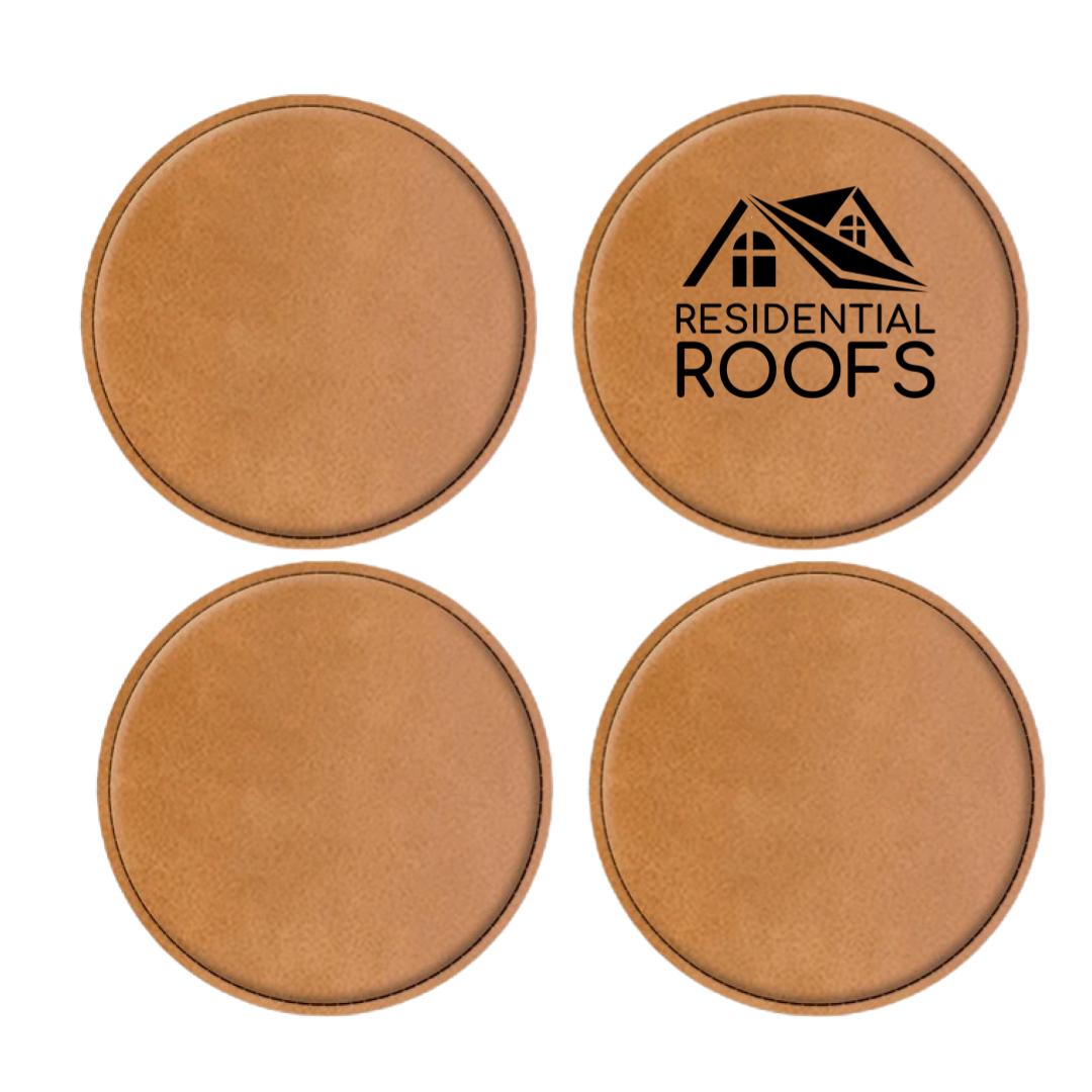 Custom Leatherette 4" Coaster set of 4