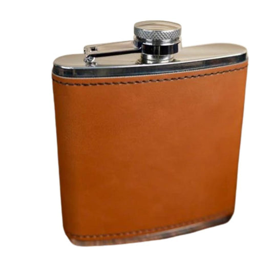 6oz. Hip Flasks with Leatherette Sleeve