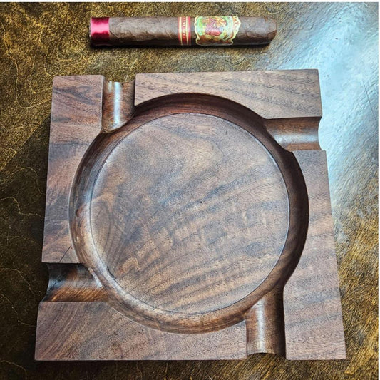 Black Walnut Hardwood Ashtray with offset fingers