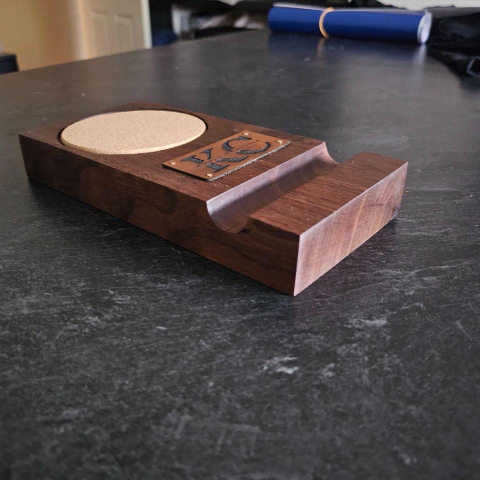 Whiskey Coaster with Cigar Slot and Custom Monogrammed Leather