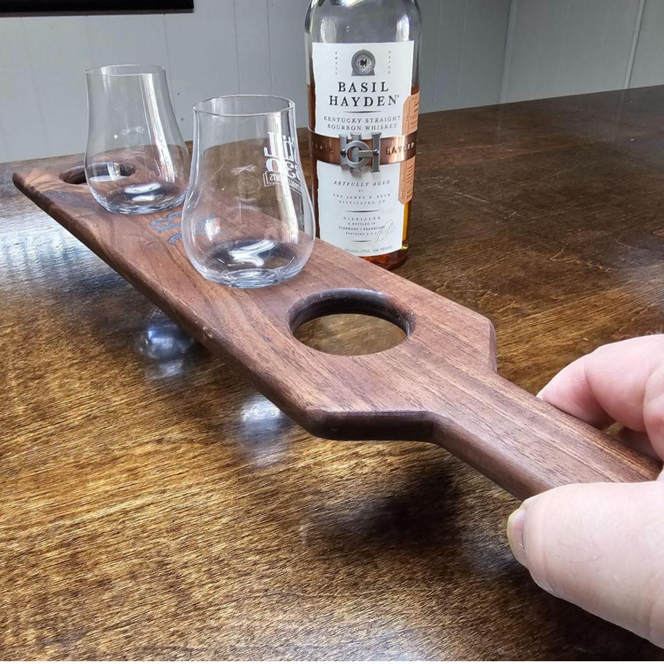 Walnut Flight Board for Glencairn Glass