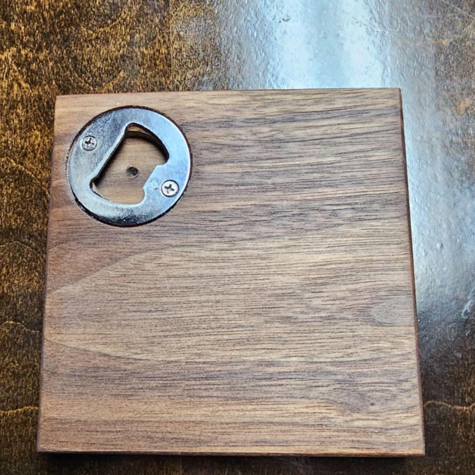 Walnut Coaster and Bottle Opener