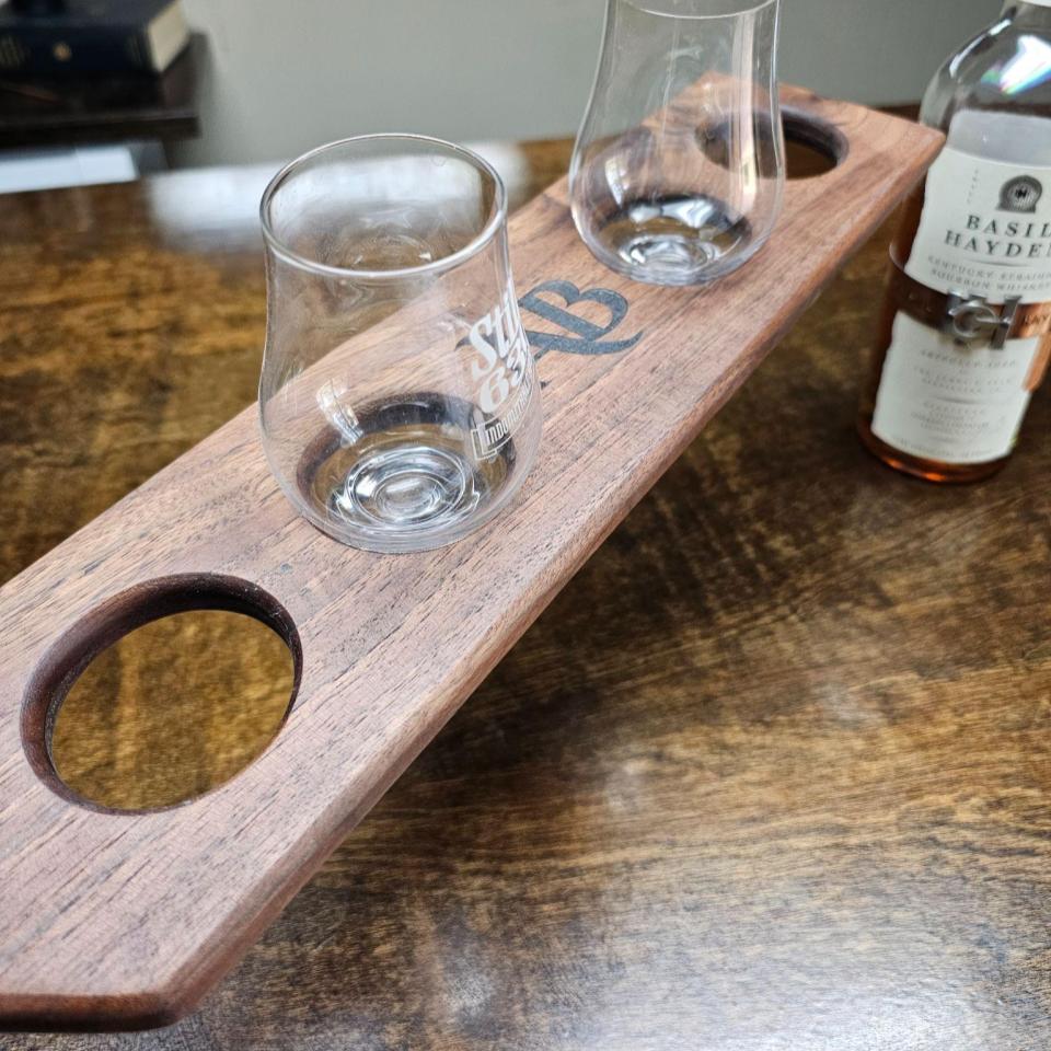 Walnut Flight Board for Glencairn Glass