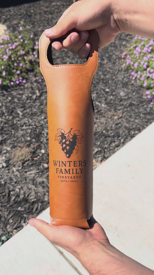 WineSling™ – Customizable Leatherette Wine Carrier