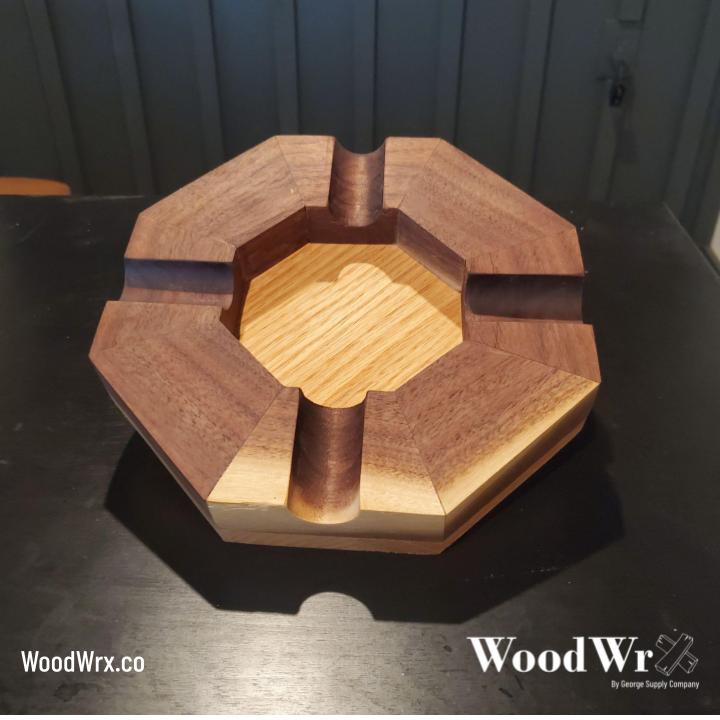 Walnut and Oak Cigar Ashtray